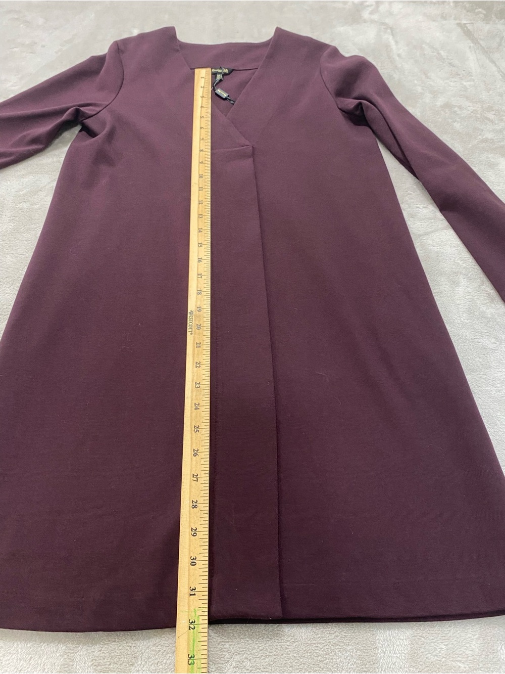 Massimo Dutti Burgundy Plum V-Neck Long Sleeve Dress - Picture 12 of 16